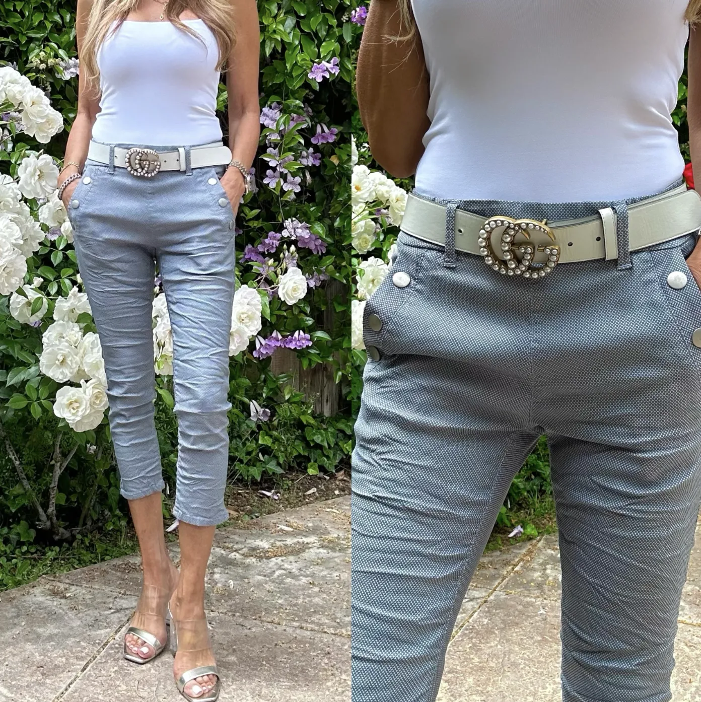 Dafna Button Capri Light Blue
