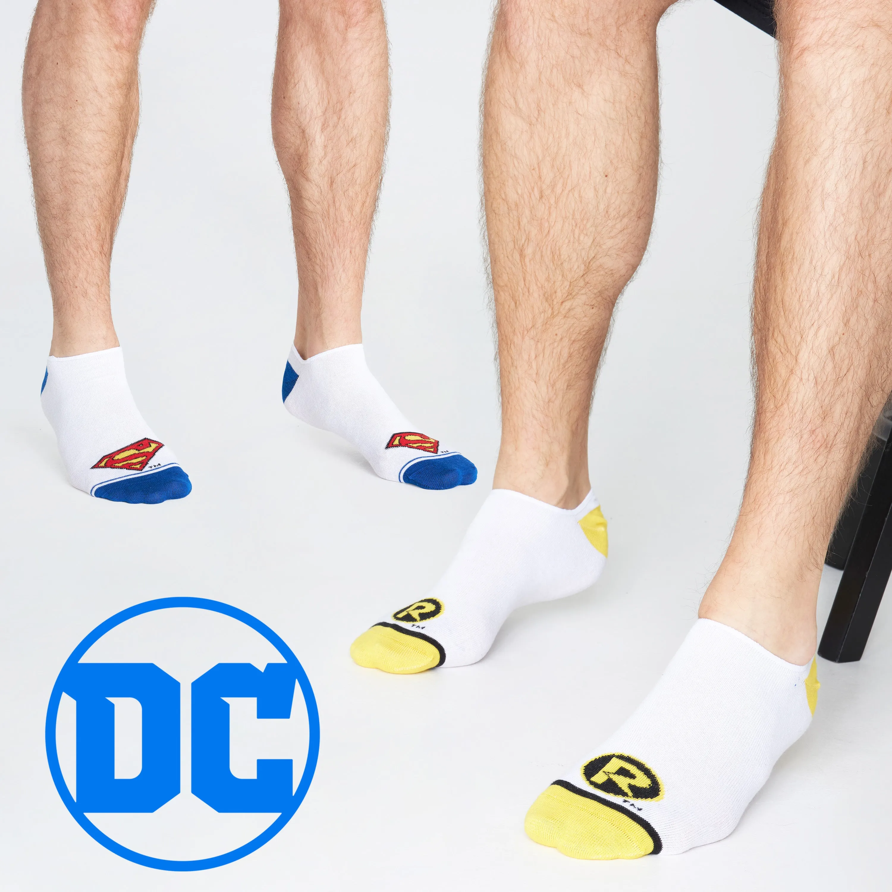 DC Comics Invisible Socks Men - Pack of 5 Summer No Show Socks Men, Teenagers Batman Superman Size 8-11 Trainer Socks