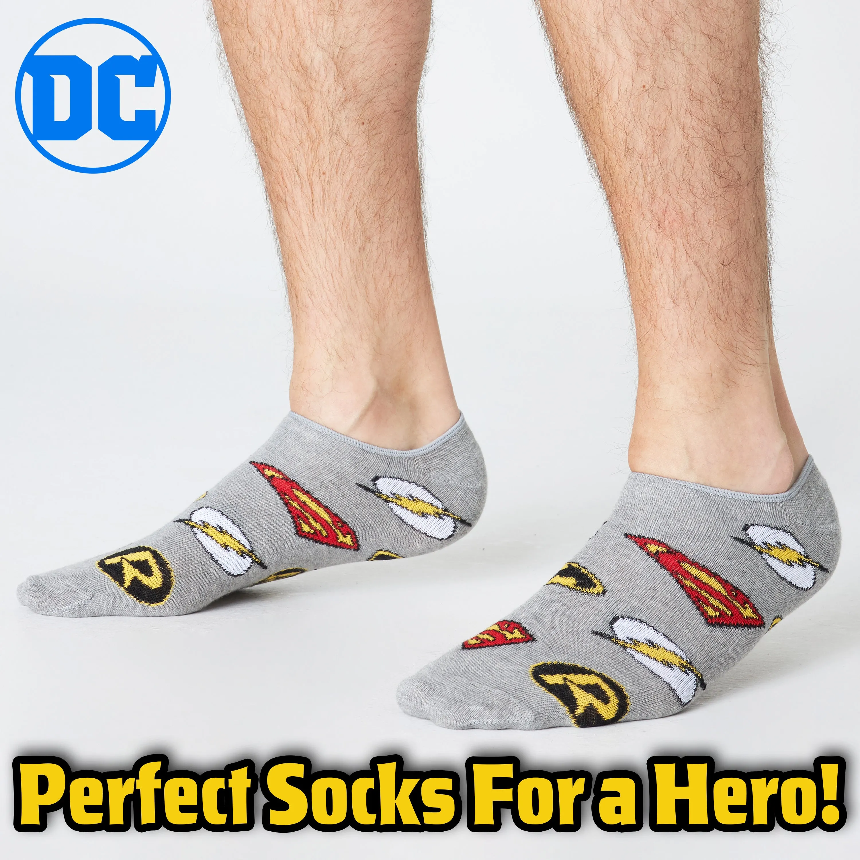 DC Comics Invisible Socks Men - Pack of 5 Summer No Show Socks Men, Teenagers Batman Superman Size 8-11 Trainer Socks