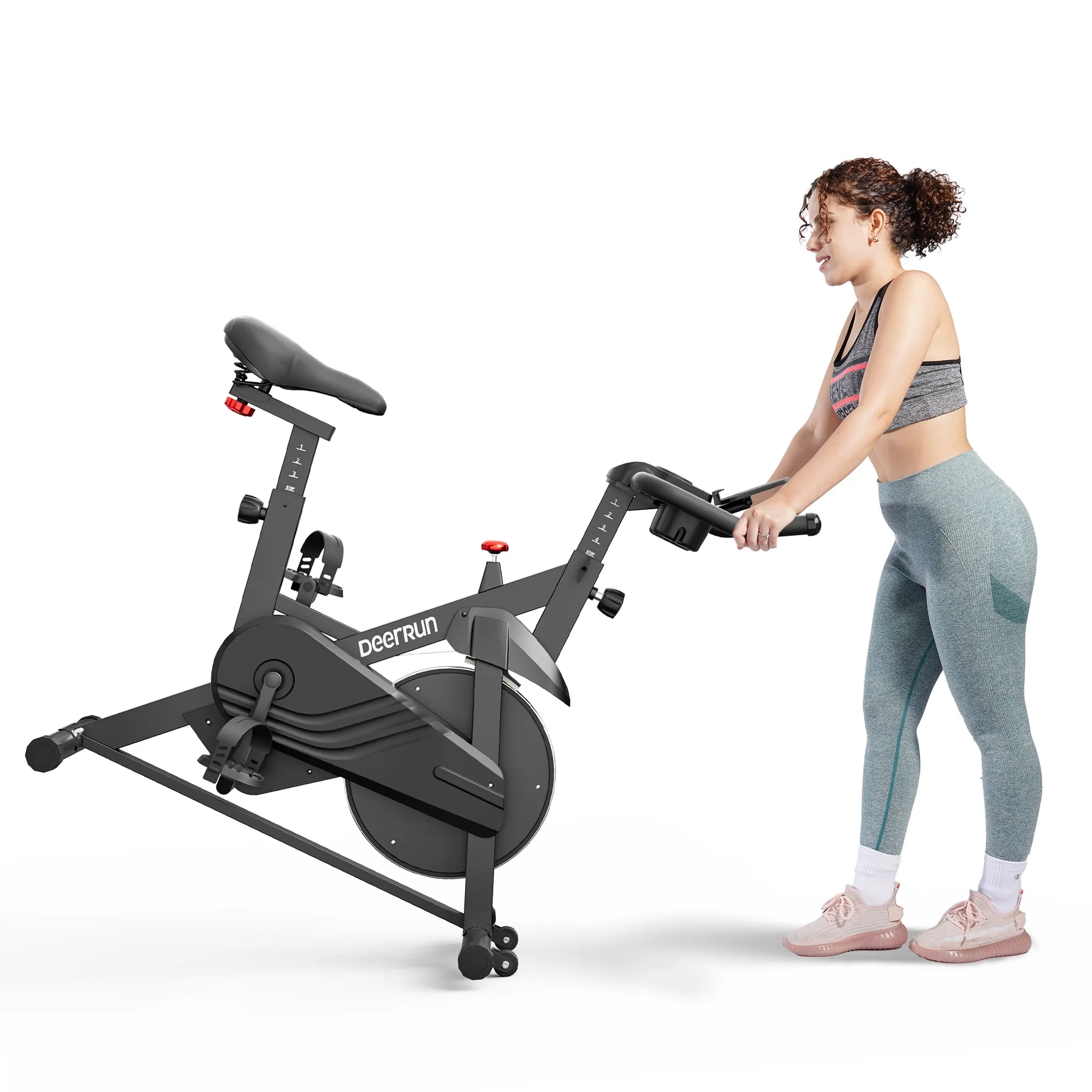 DeerRun S500 Indoor Smart Stationary Cycling Bike with PitPat App, 1-32 Magnetic Resistance-Black