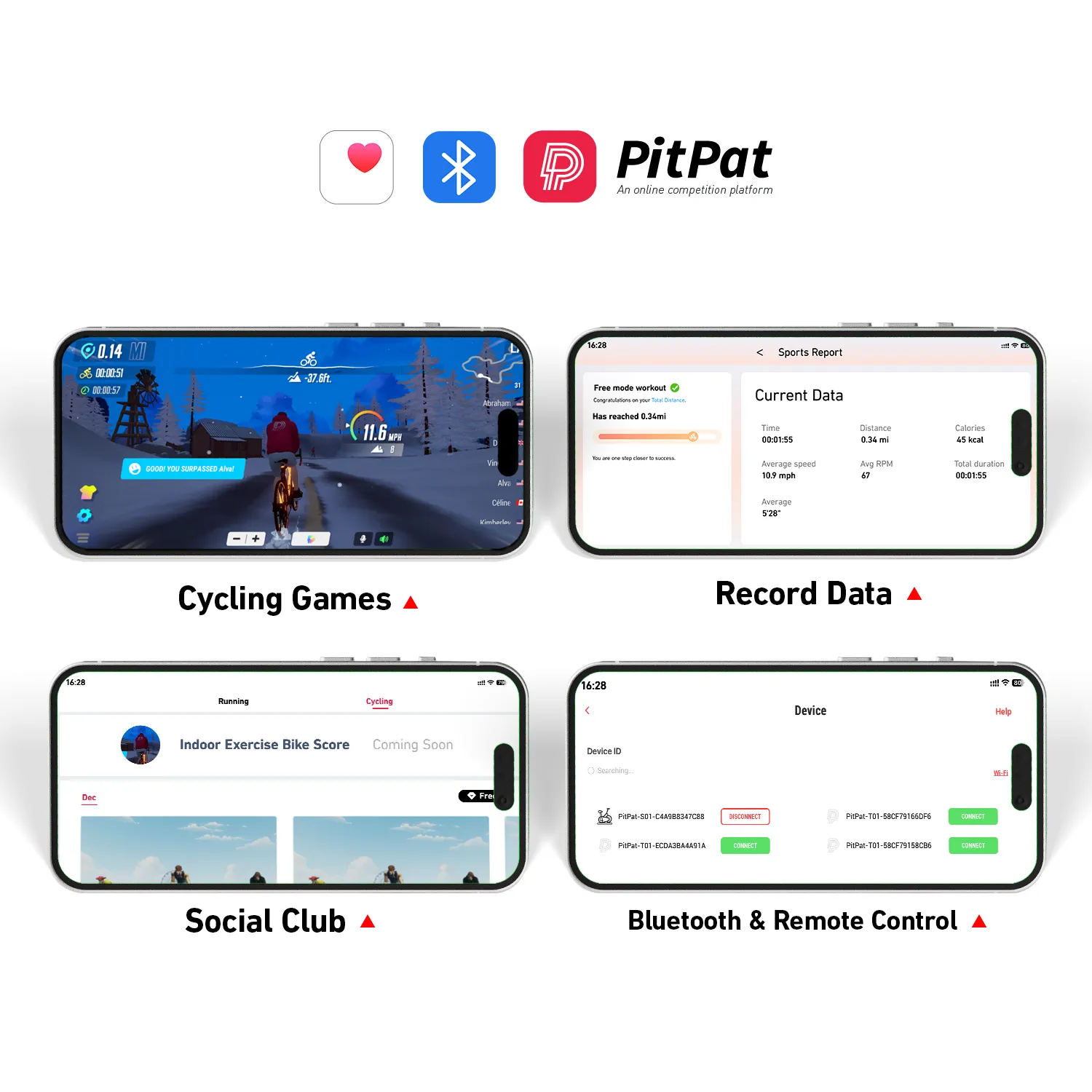 DeerRun S500 Indoor Smart Stationary Cycling Bike with PitPat App, 1-32 Magnetic Resistance-Black