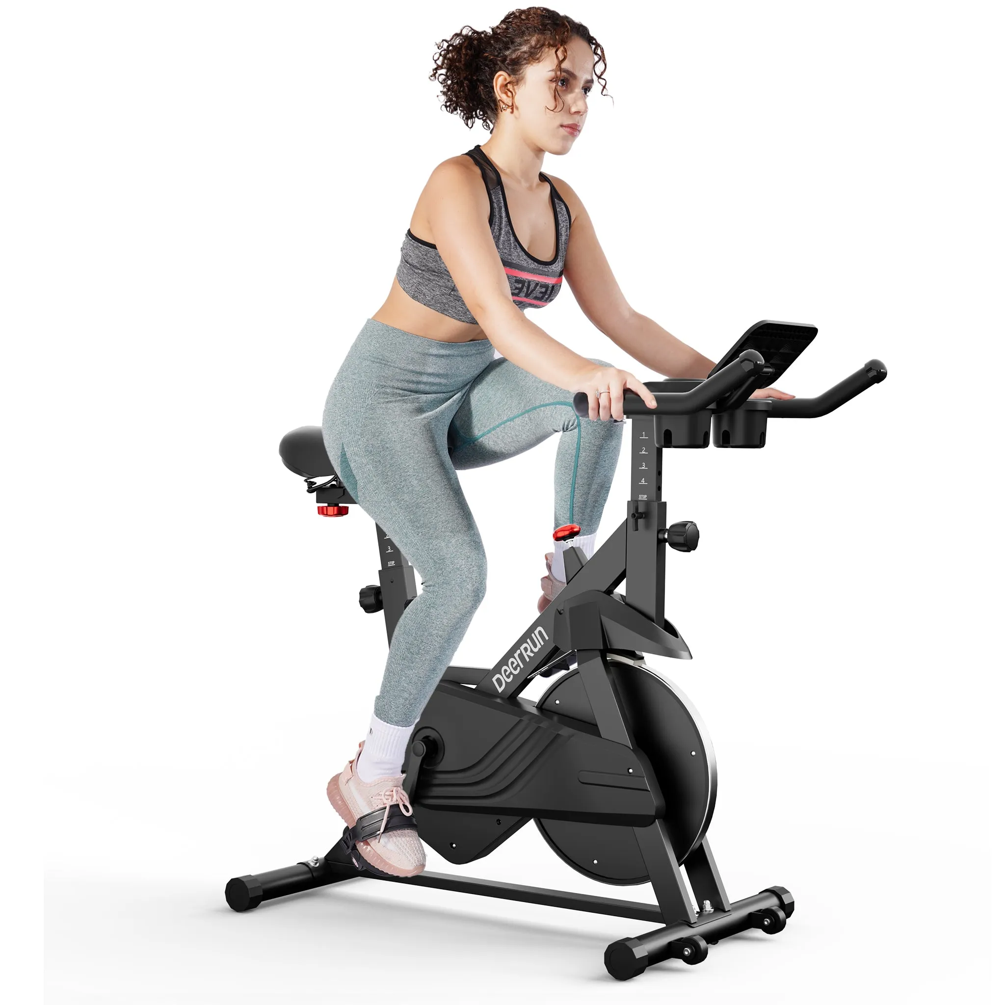 DeerRun S500 Indoor Smart Stationary Cycling Bike with PitPat App, 1-32 Magnetic Resistance-Black