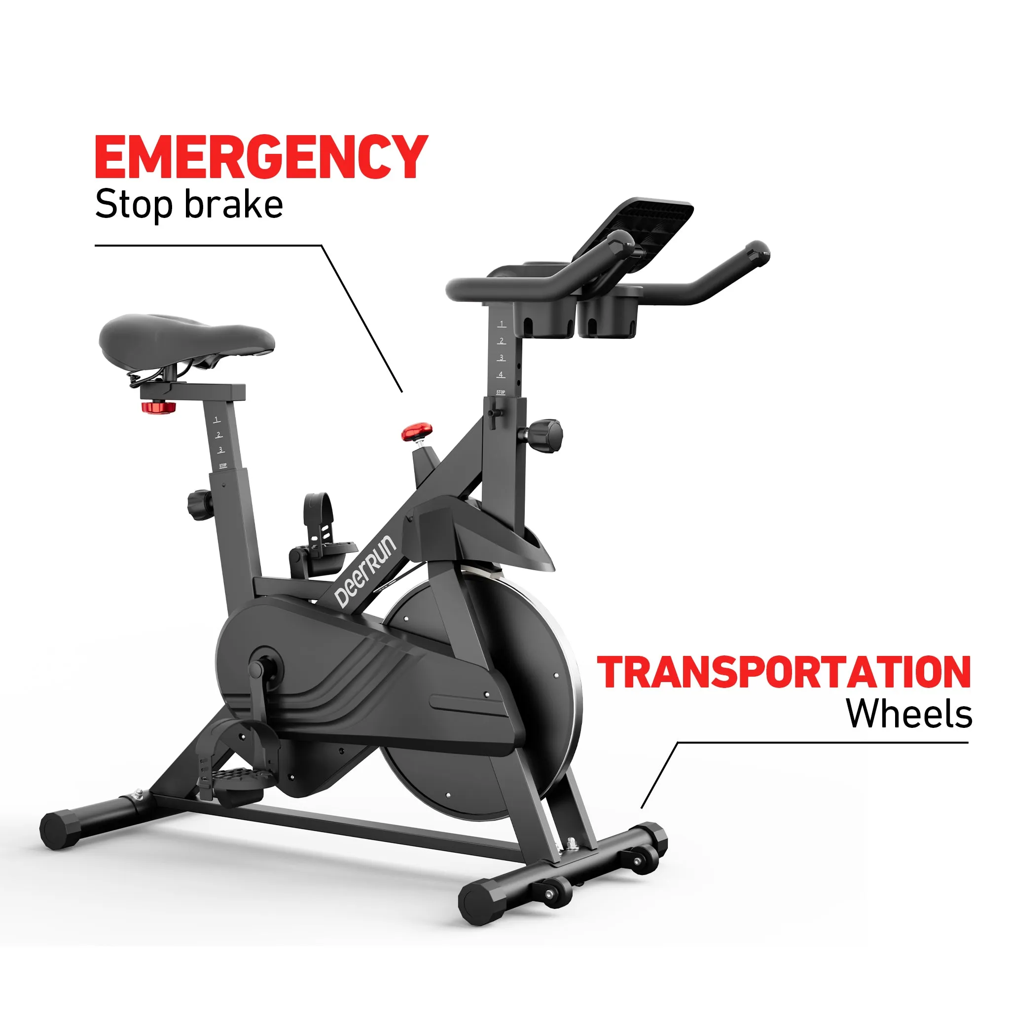 DeerRun S500 Indoor Smart Stationary Cycling Bike with PitPat App, 1-32 Magnetic Resistance-Black