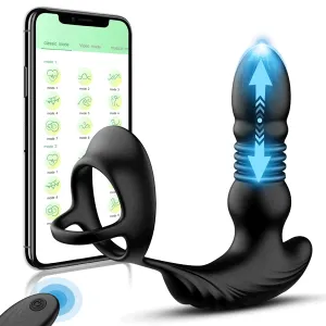 DEMON - App & Remote Control Thrusting Anal Vibrator Prostate Massager with Cock Ring 4.7 Inch