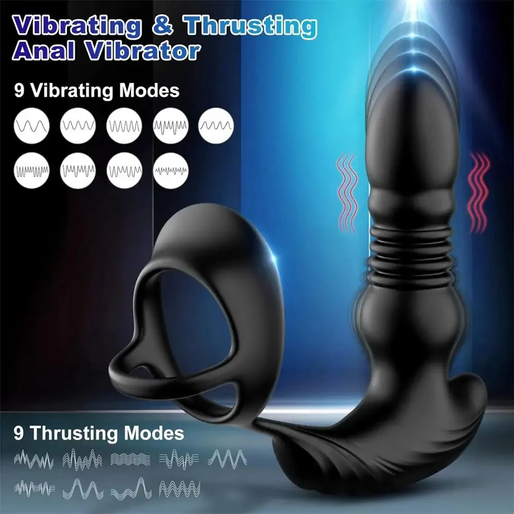 DEMON - App & Remote Control Thrusting Anal Vibrator Prostate Massager with Cock Ring 4.7 Inch