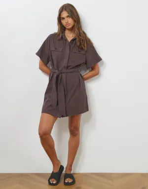 Denim Look Mini Dress (brown) - add some nice sandals to this look or a comfy trainer.