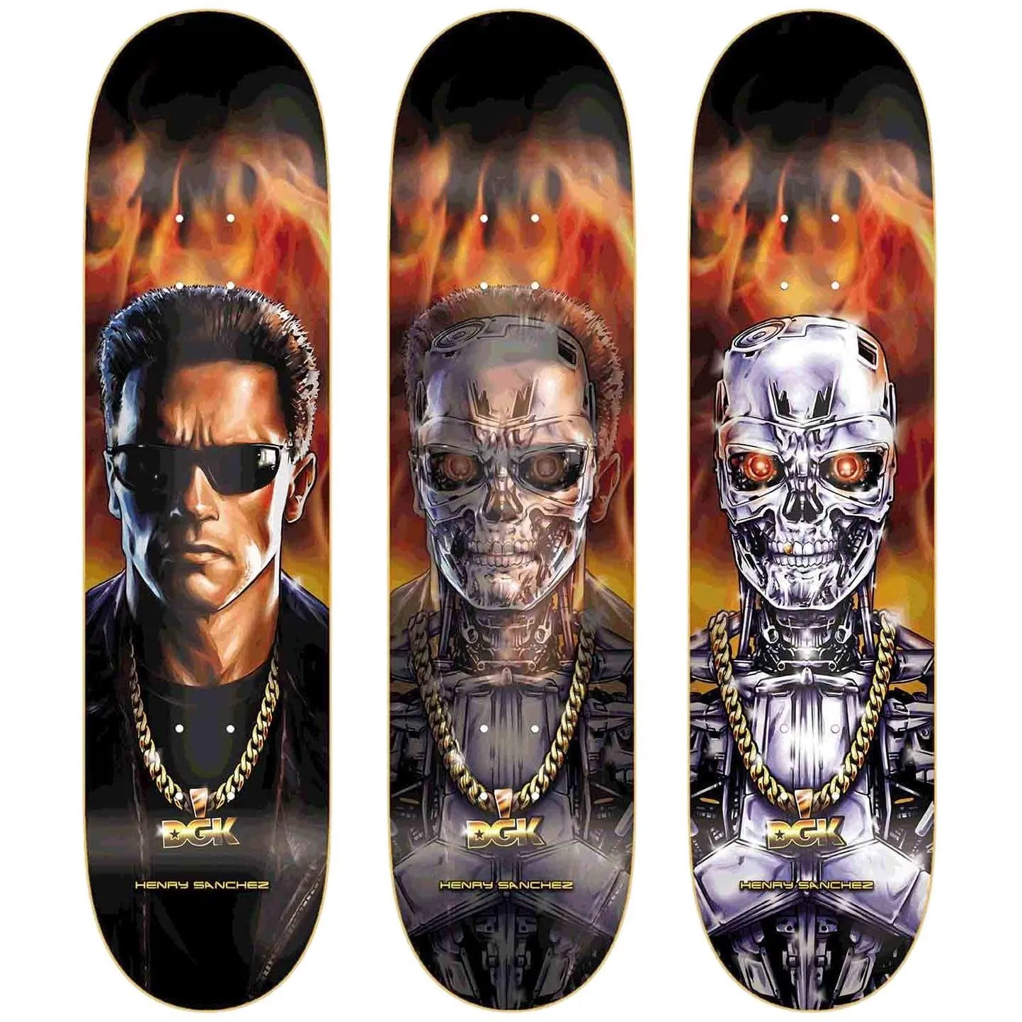 DGK T2 Terminator Sanchez (Lenticular) Transforming Graphic Skateboard Deck - 8.0"