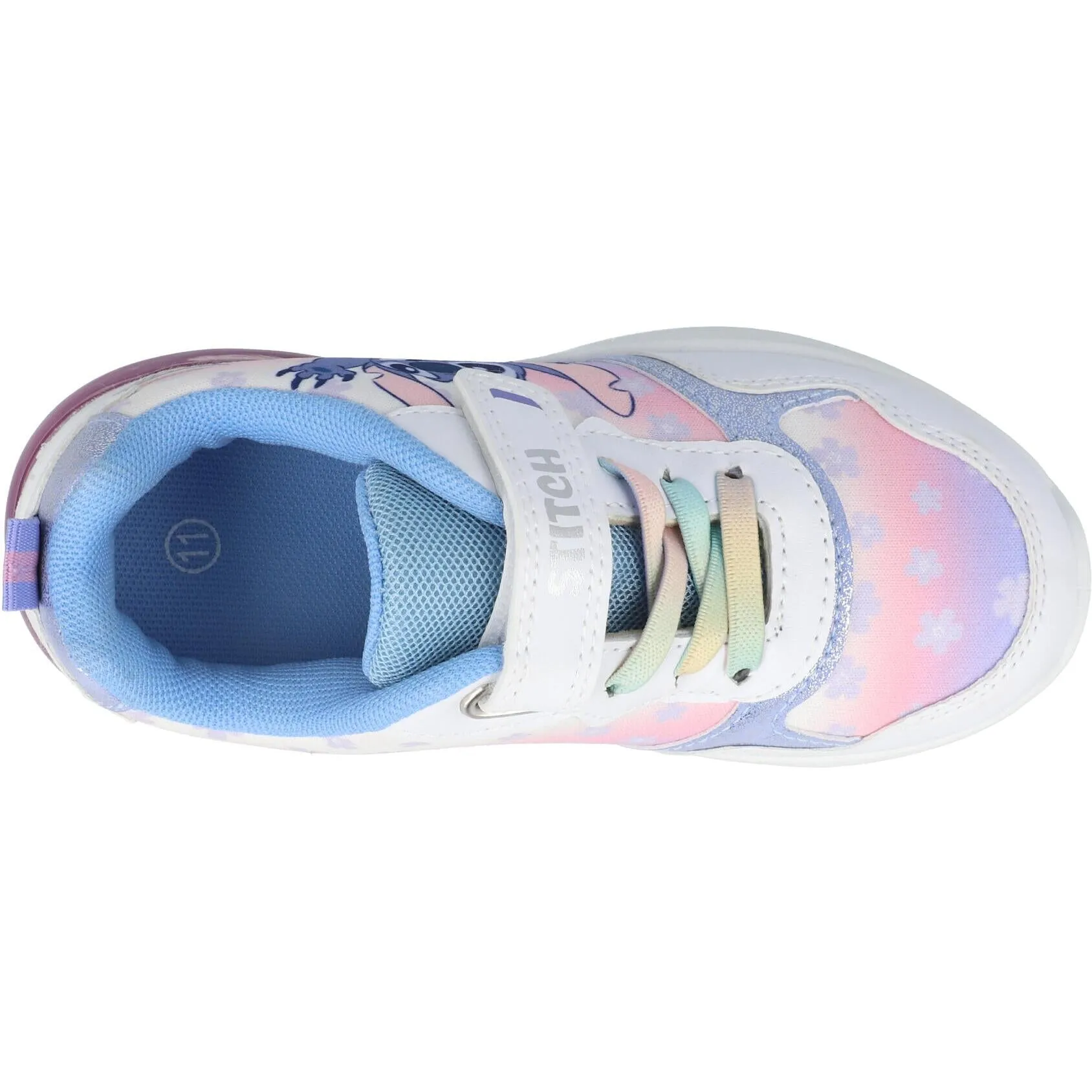 Disney Stitch White Blue Kids Light-Up Trainers