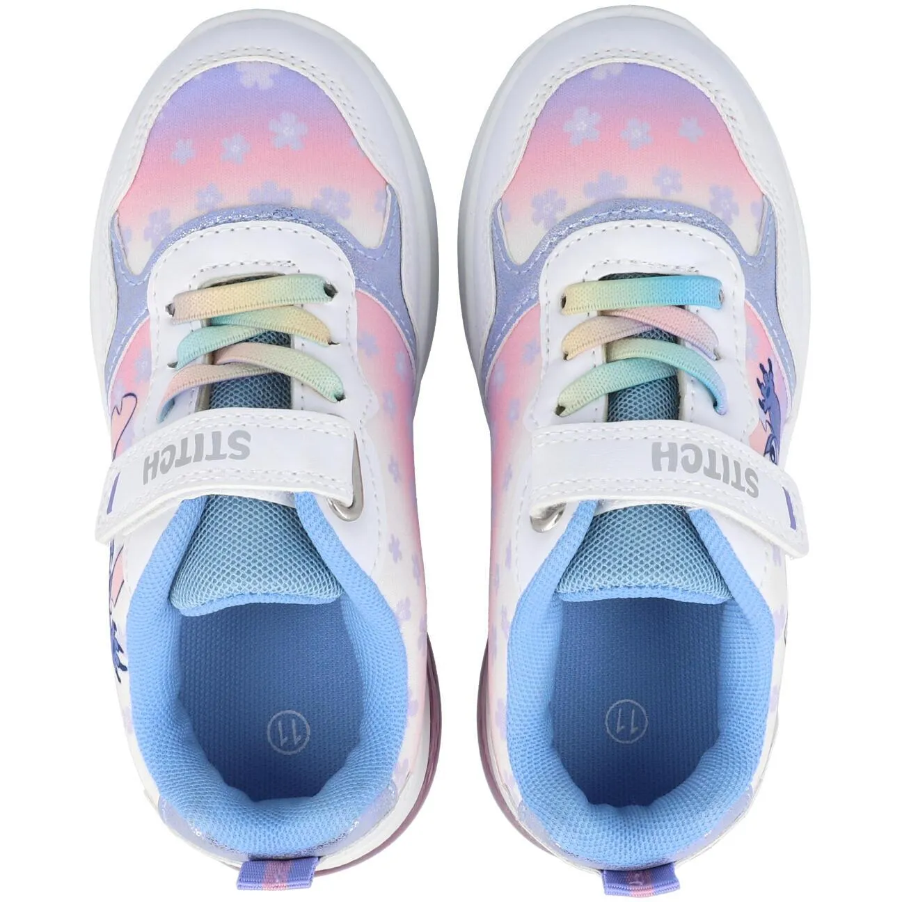Disney Stitch White Blue Kids Light-Up Trainers