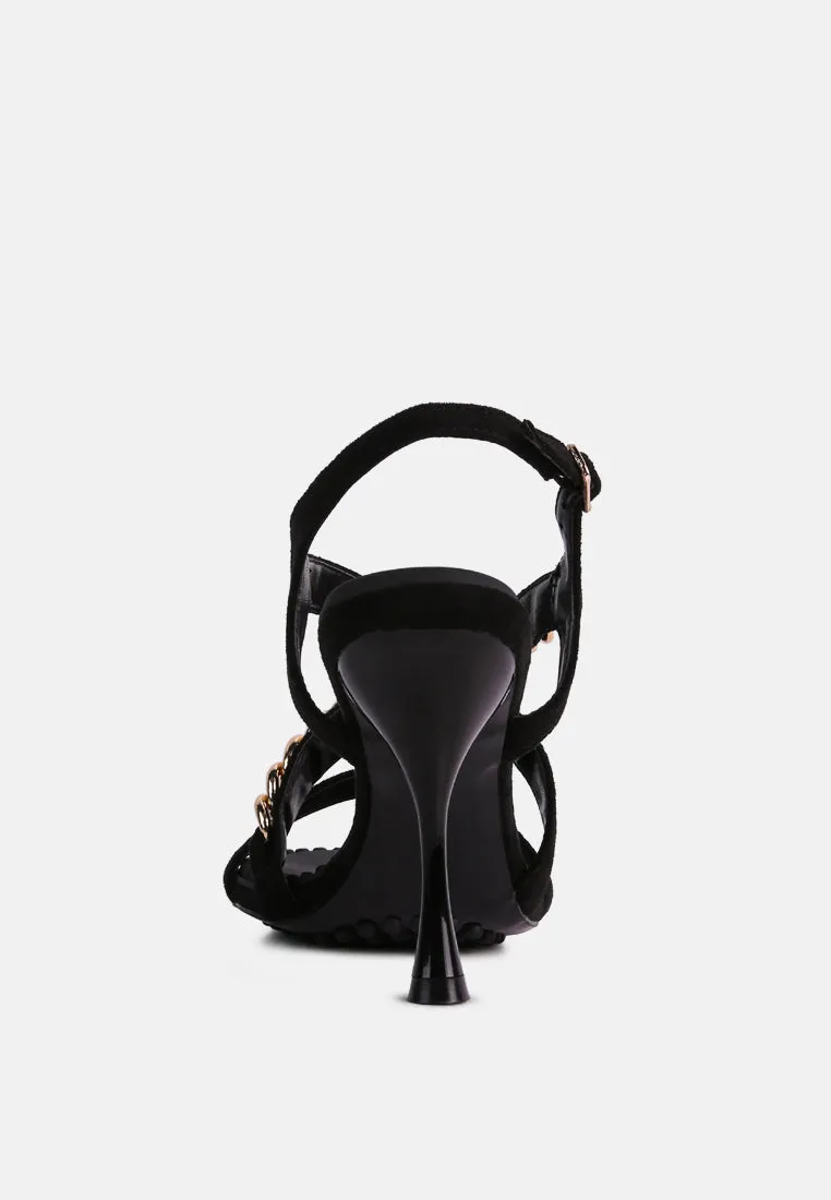 Domeda Metal Chain Mid Heel Sandal By Ruw