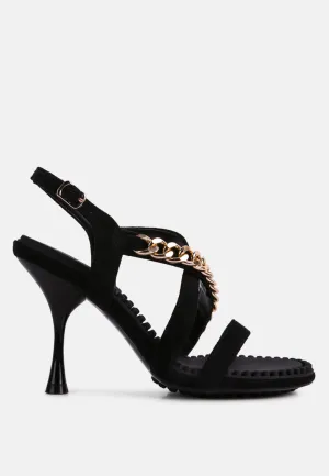 Domeda Metal Chain Mid Heel Sandal By Ruw
