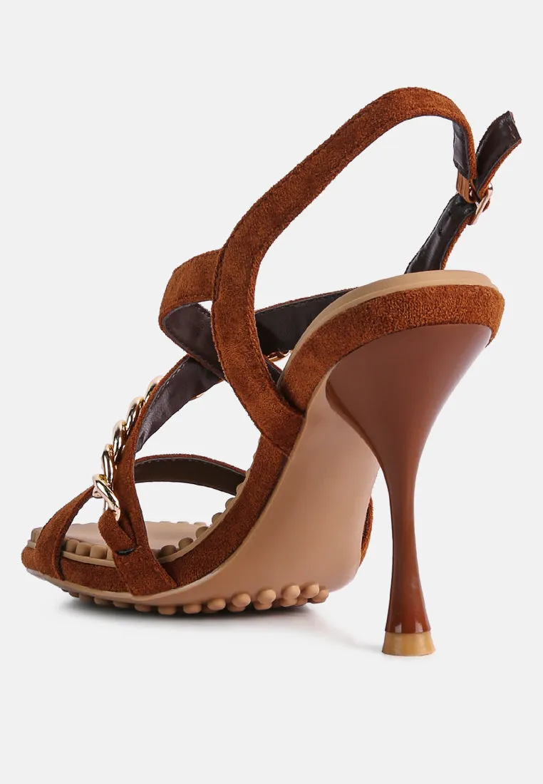Domeda Metal Chain Mid Heel Sandal By Ruw