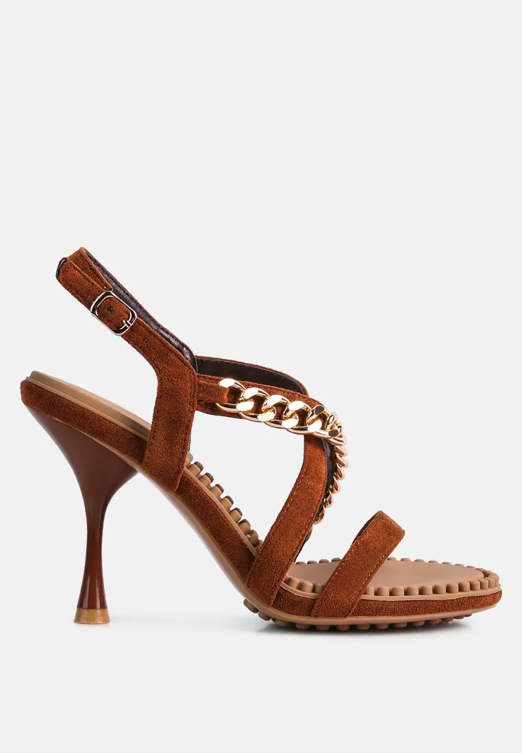 Domeda Metal Chain Mid Heel Sandal By Ruw
