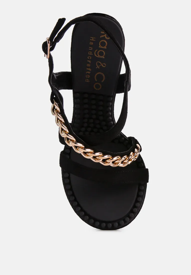 Domeda Metal Chain Mid Heel Sandal By Ruw