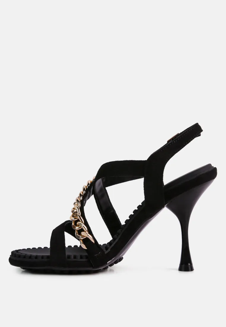 Domeda Metal Chain Mid Heel Sandal By Ruw