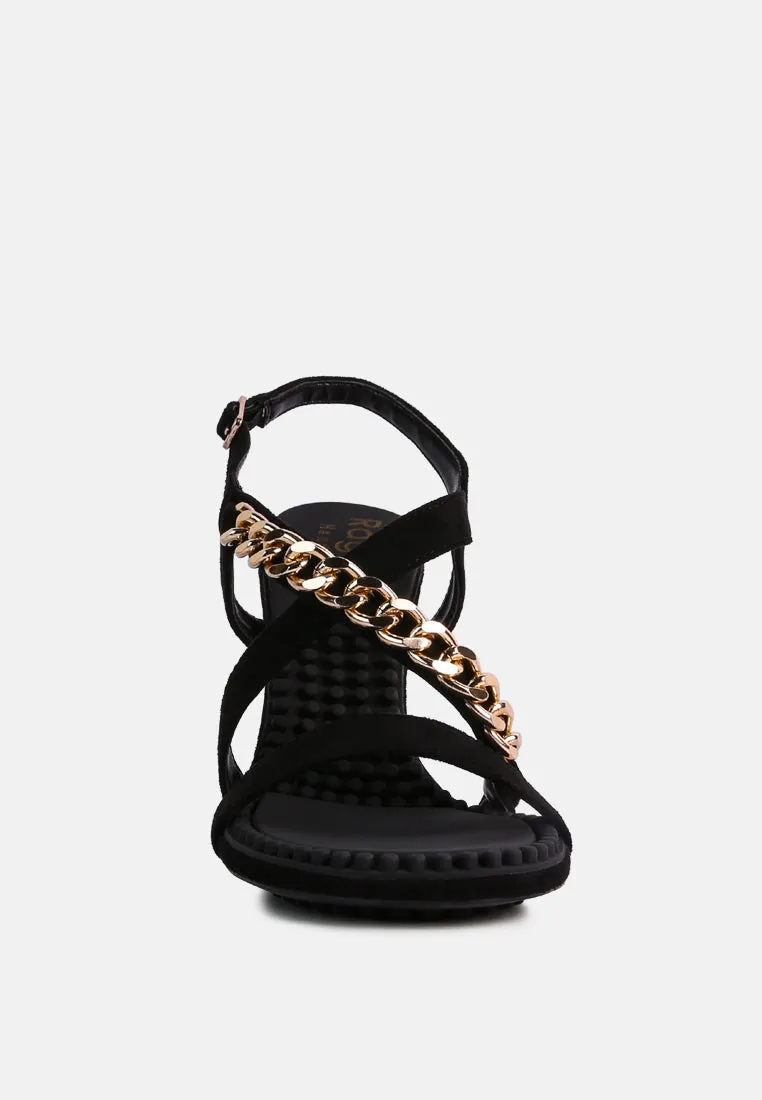 Domeda Metal Chain Mid Heel Sandal By Ruw