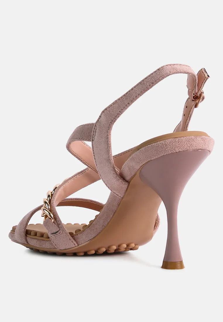 Domeda Metal Chain Mid Heel Sandal By Ruw