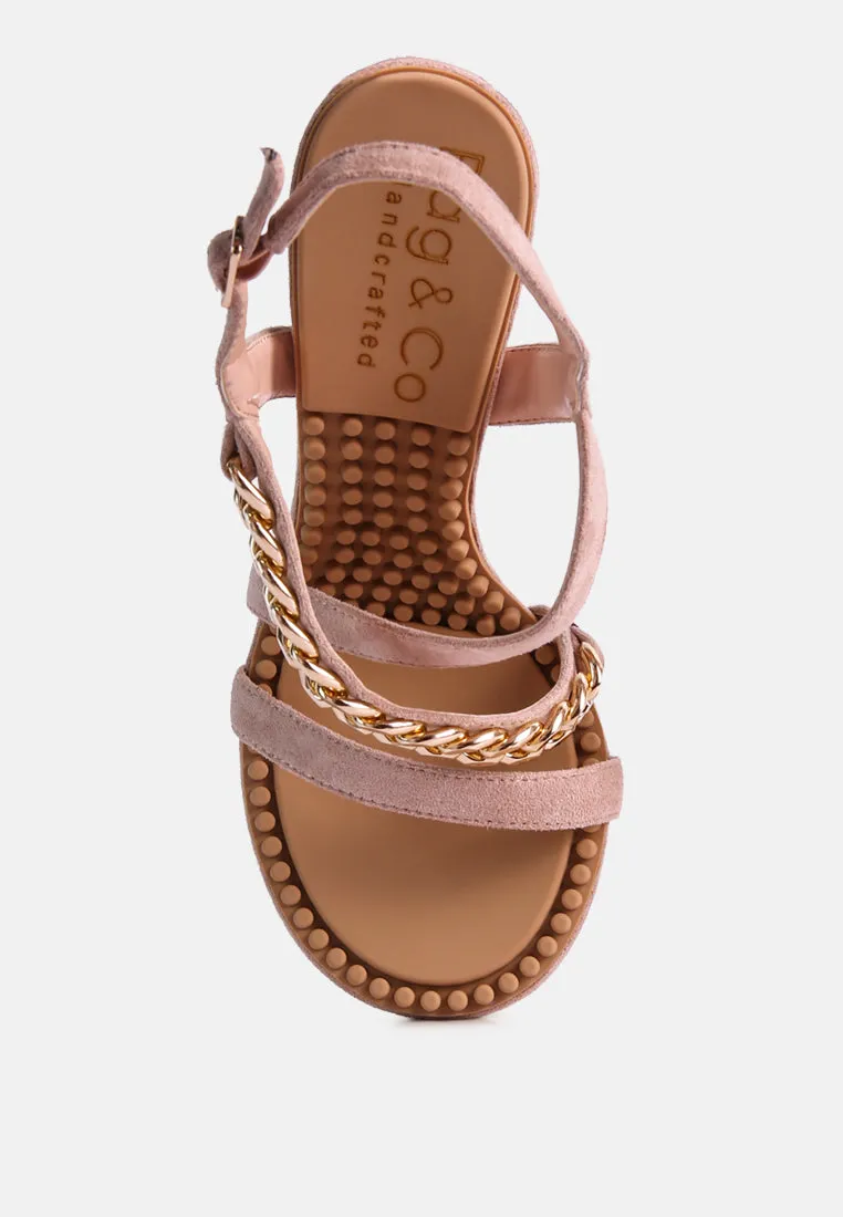 Domeda Metal Chain Mid Heel Sandal By Ruw