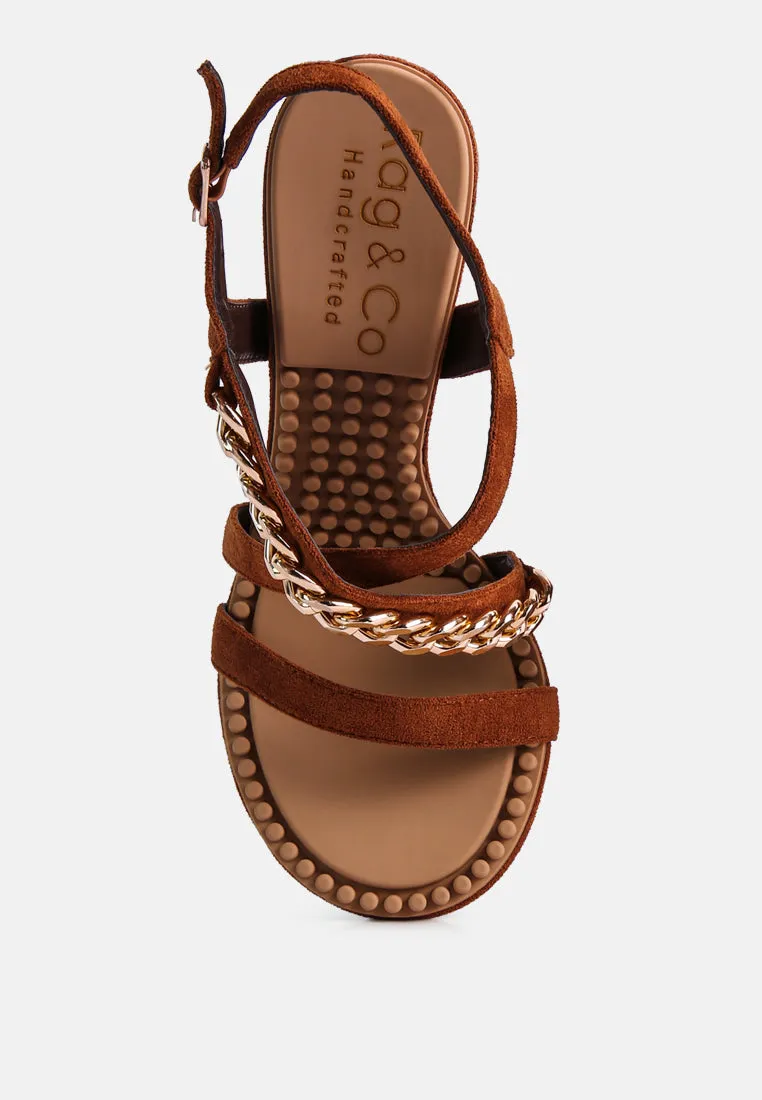 Domeda Metal Chain Mid Heel Sandal By Ruw