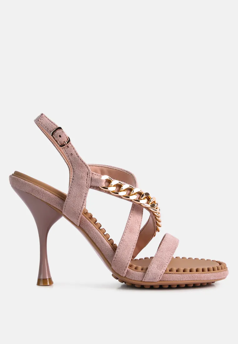 Domeda Metal Chain Mid Heel Sandal By Ruw