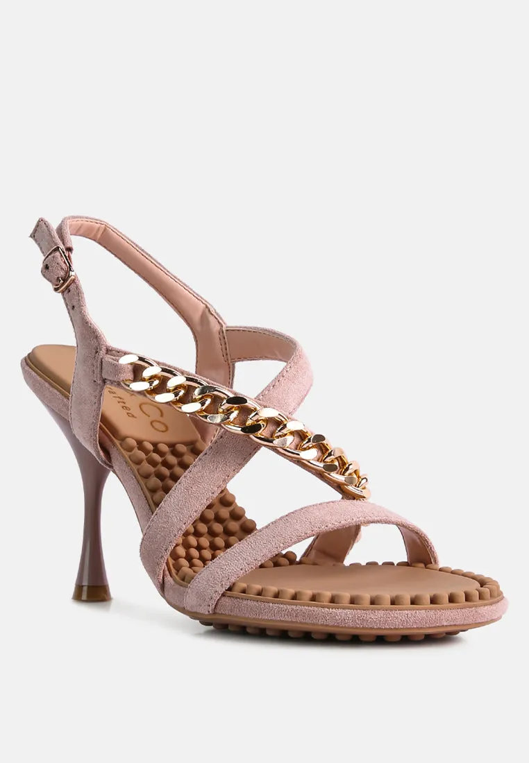 Domeda Metal Chain Mid Heel Sandal By Ruw