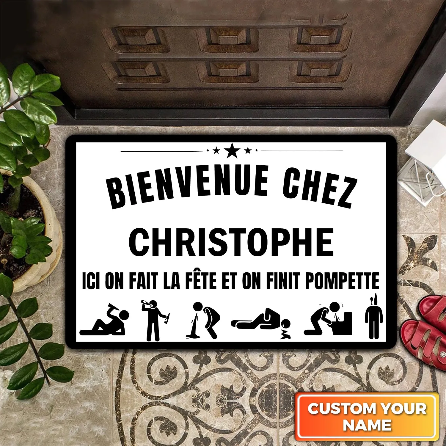 Doormat Paillasson Bienvenue Chez Personnalisez 962