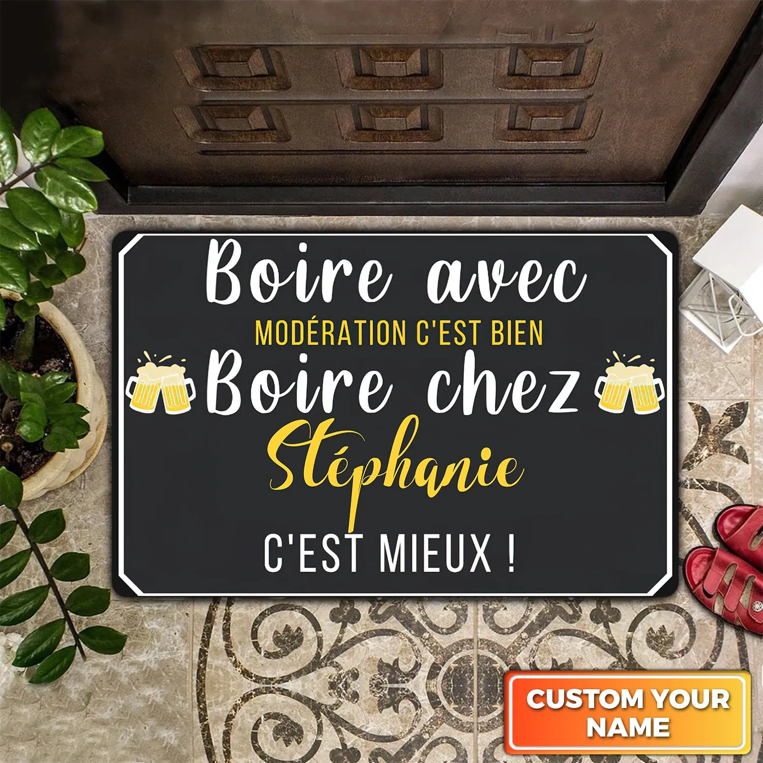 Doormat Paillasson Bienvenue Chez Personnalisez 963