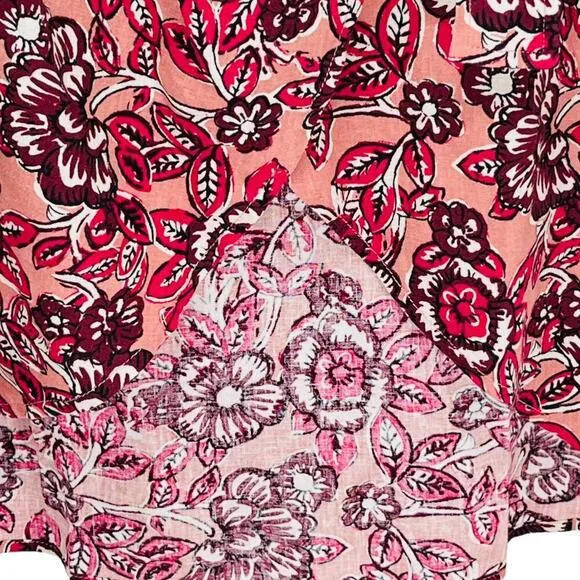 Faherty Pacifica Linen Blend Wrap Skirt Floral Rose Dessert Women's Size Med NWT