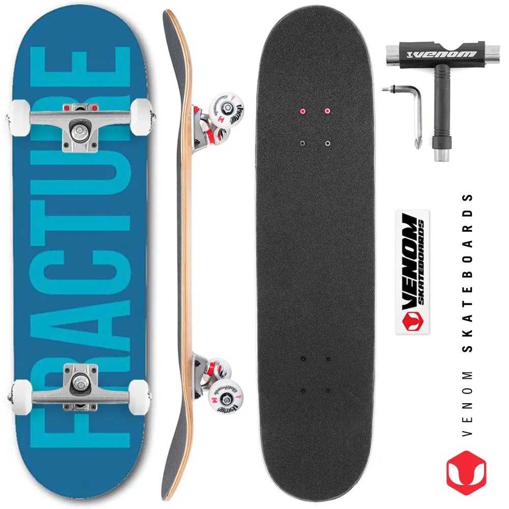 Fracture Fade Teal Custom Complete Skateboard -  8.25"