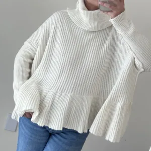 Free People Sweater Women Small Oversized Flowy Turtleneck Oversized Ribbed Knit