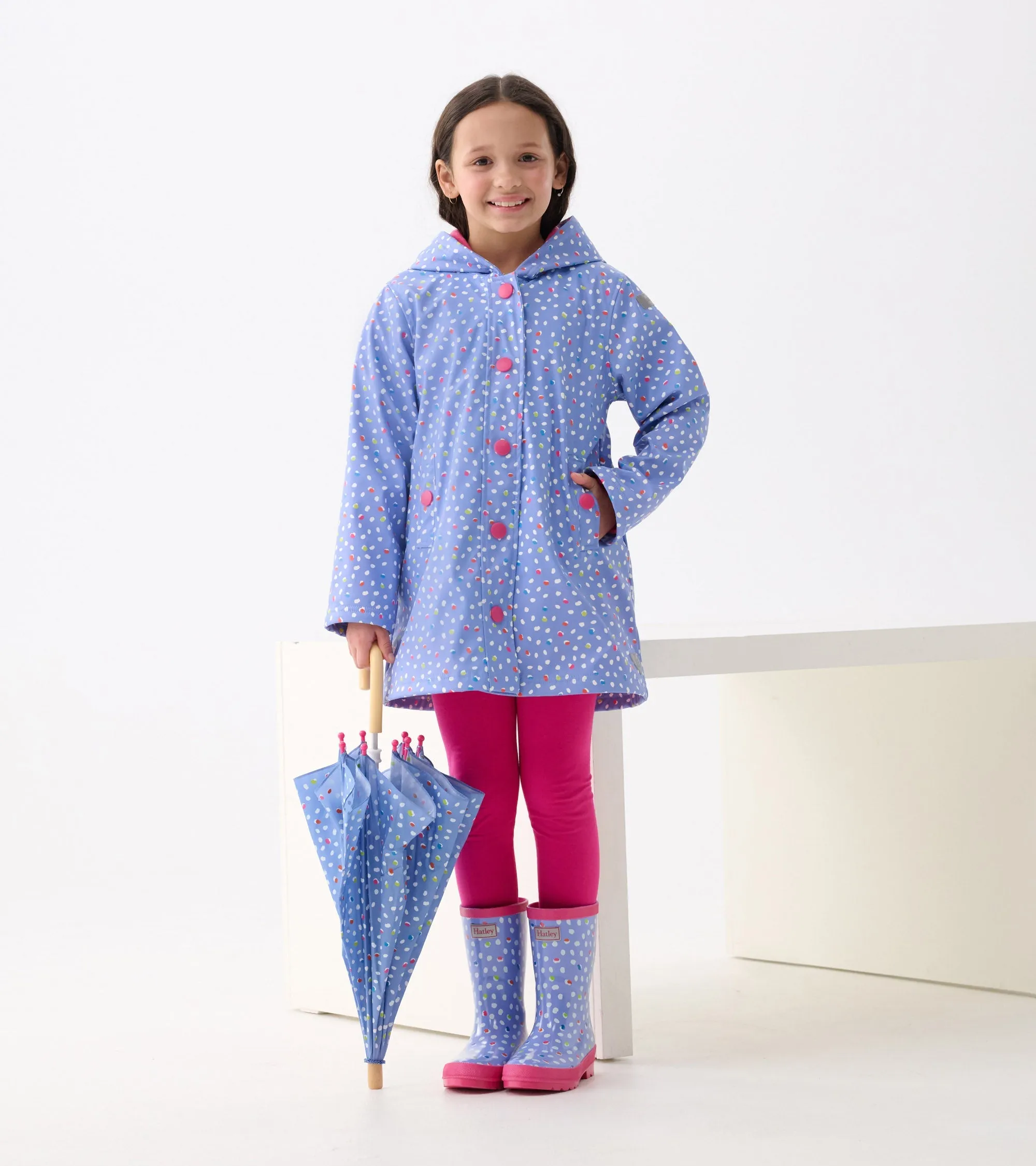 Girls Lots of Dots Shiny Rain Boots