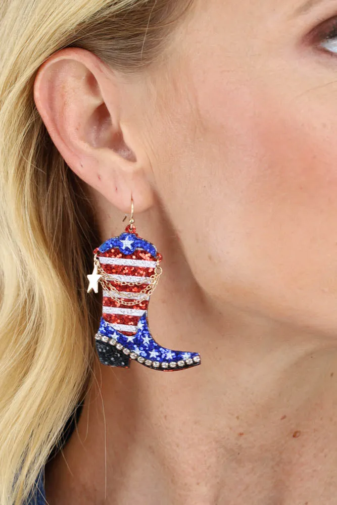 Glitter Boot Earrings -Fuchsia