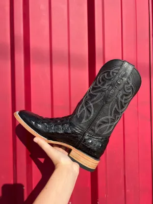 Glossy Black Imt. Crocodile Boots