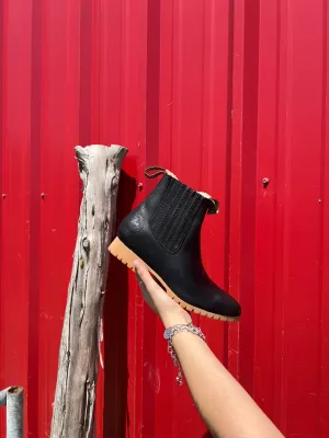 Glossy Black Nookie Town Round Ankle Boots