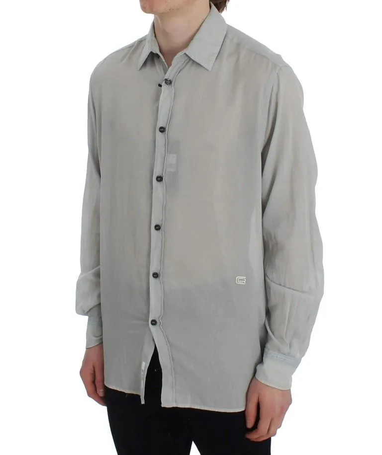 Gray Cotton Regular Fit Casual Shirt