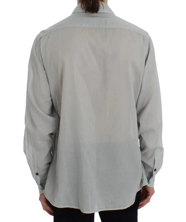 Gray Cotton Regular Fit Casual Shirt