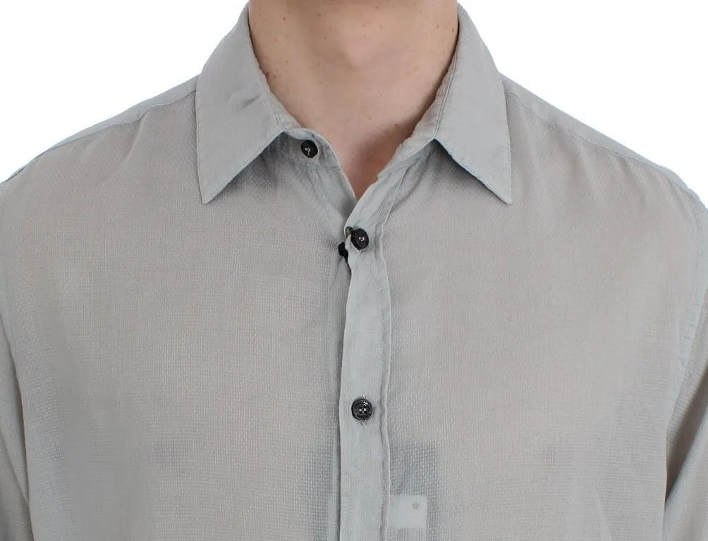 Gray Cotton Regular Fit Casual Shirt