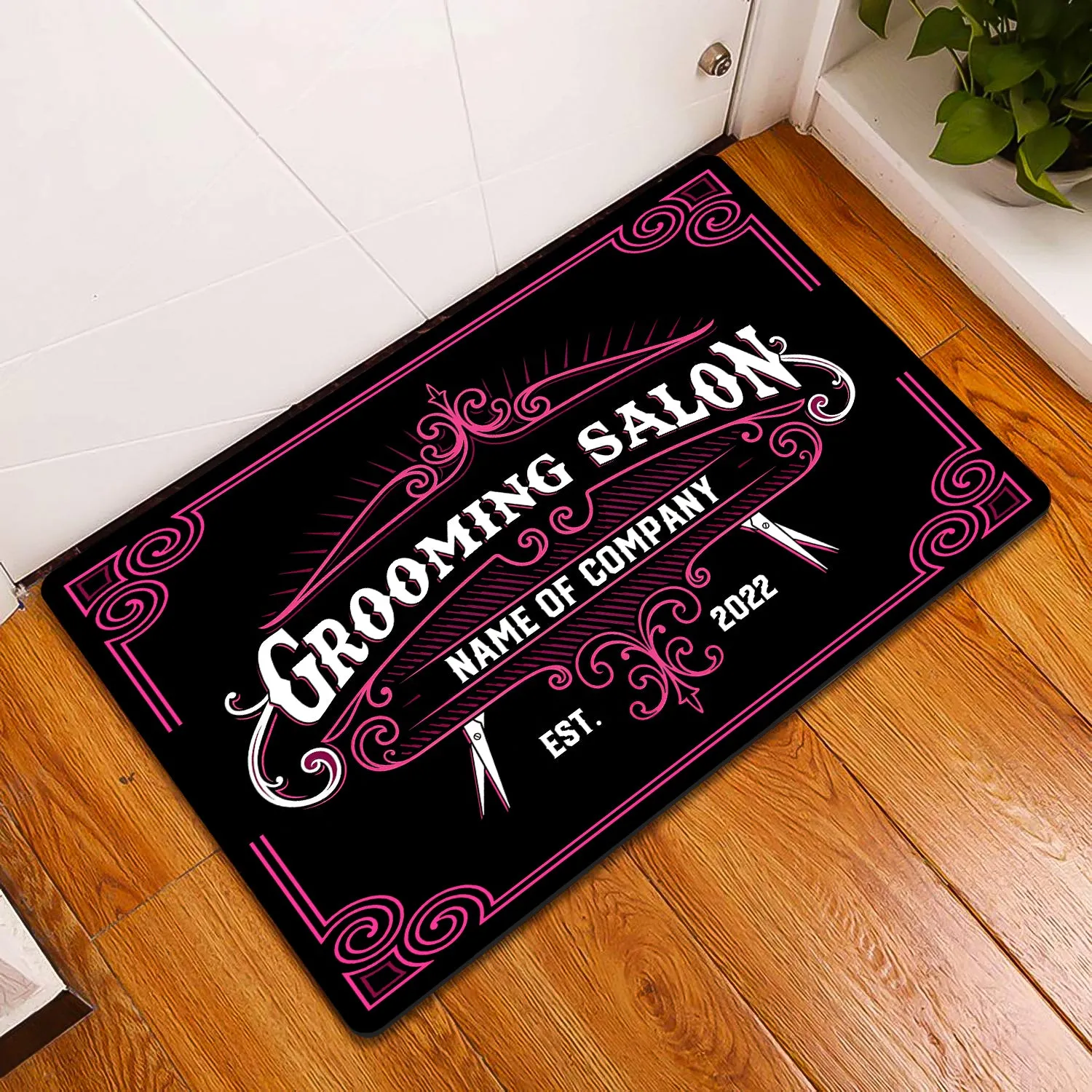 Grooming Salon Personalized Name Doomat 1947