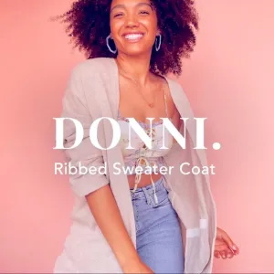 🎊HP~ Donni Ribbed Sweater Kimono Style Open w/Pockets