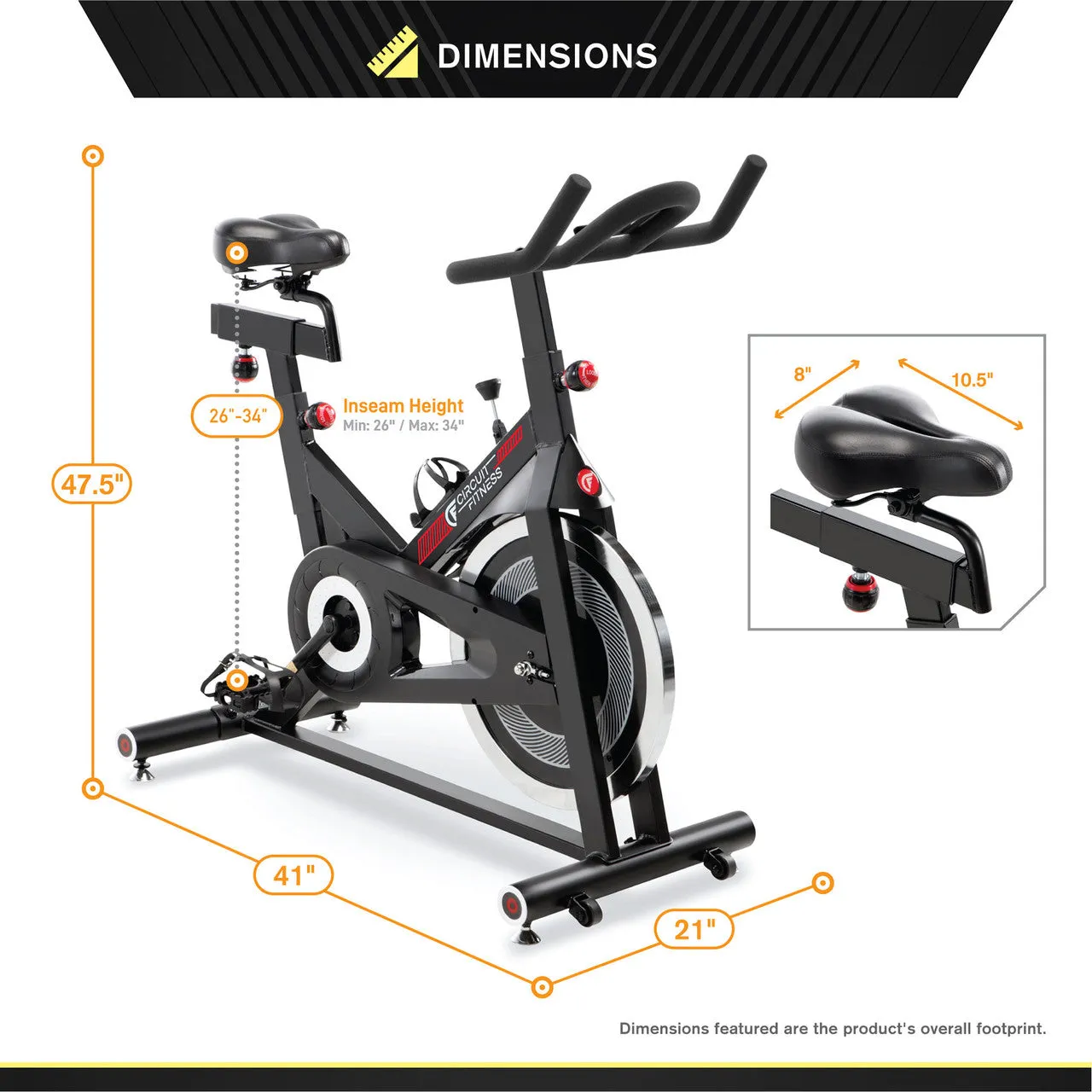 Indoor Cycling Bike with 30 lbs Flywheel & Bluetooth | Circuit Fitness AMZ-948BK-BT Exercise Bike - Retired