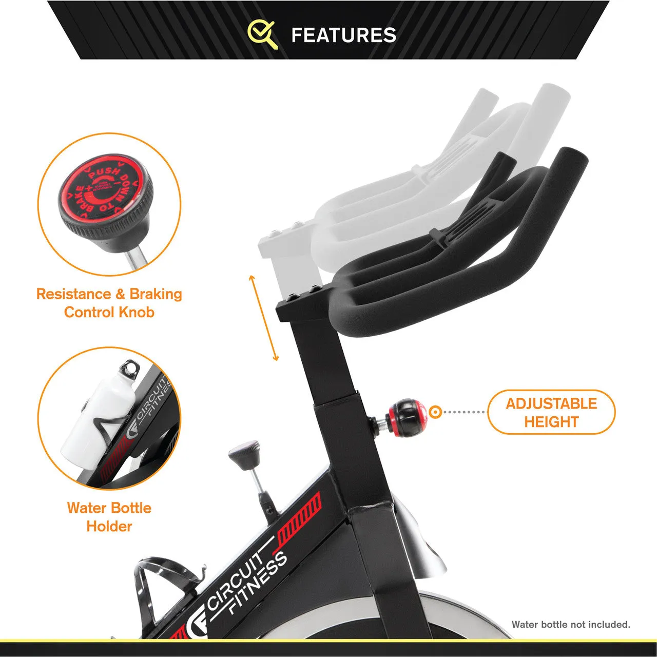 Indoor Cycling Bike with 30 lbs Flywheel & Bluetooth | Circuit Fitness AMZ-948BK-BT Exercise Bike - Retired