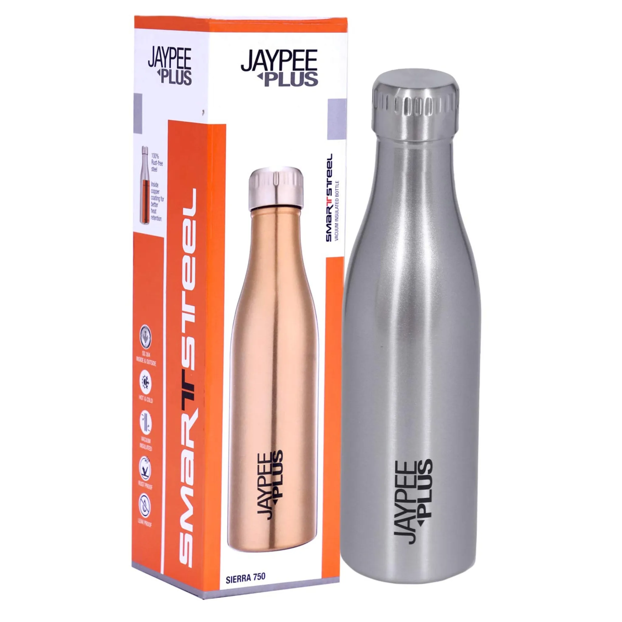 Jaypee Plus Sierra 750 Stainless Steel Water Bottle, 750 ml, Metallic