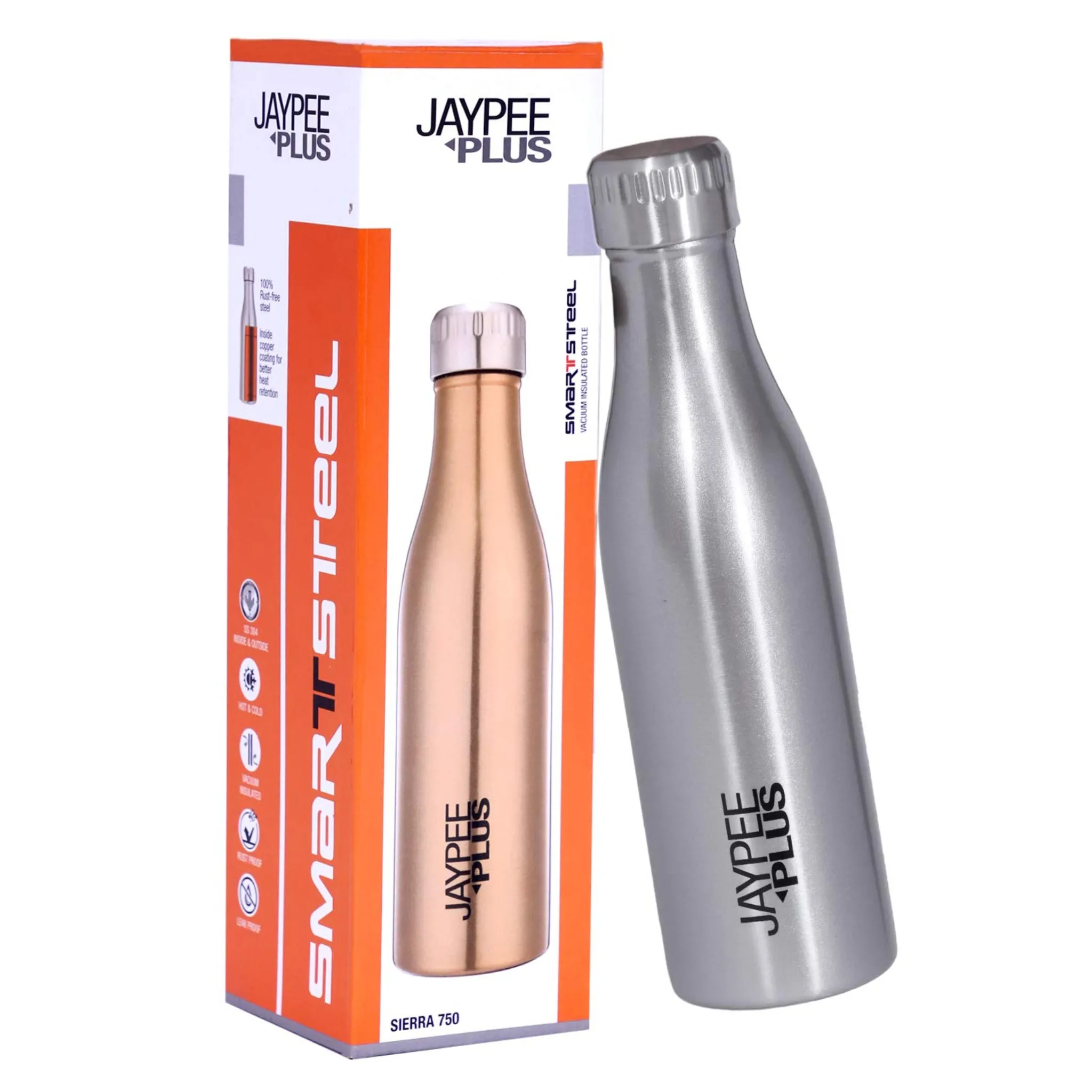 Jaypee Plus Sierra 750 Stainless Steel Water Bottle, 750 ml, Metallic