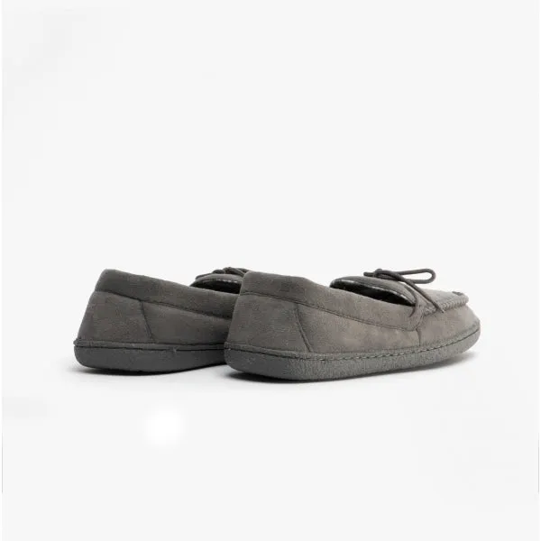 Jo & Joe MARCUS Mens Moccasin Slippers Dark Grey