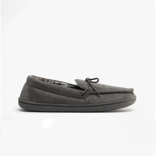 Jo & Joe MARCUS Mens Moccasin Slippers Dark Grey
