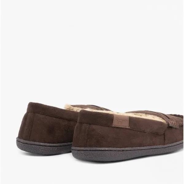 Jo & Joe NEW HAMPSHIRE Mens Moccasin Slippers Brown