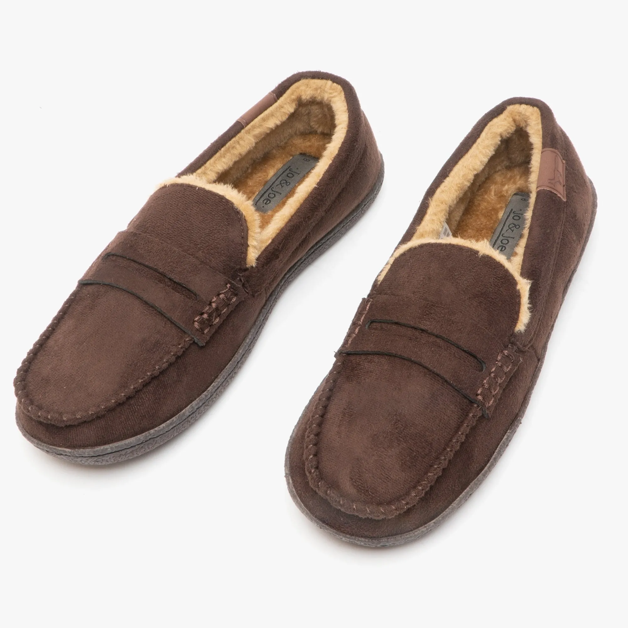 Jo & Joe NEW HAMPSHIRE Mens Moccasin Slippers Brown