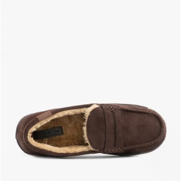 Jo & Joe NEW HAMPSHIRE Mens Moccasin Slippers Brown