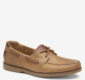 Johnston & Murphy Ventura 2-Eye Boat Shoe in Tan Full Grain