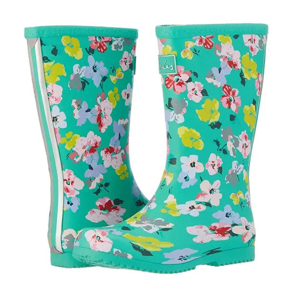 Joules Girls Green Floral Rain Boots